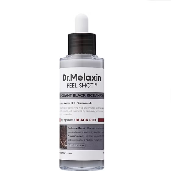 سرم پیل شات برنج سیاه لایه بردار و روشن کننده دکتر ملاکسین Dr.Melaxin Peel Shot Glow Black Rice Peeling Ampoule