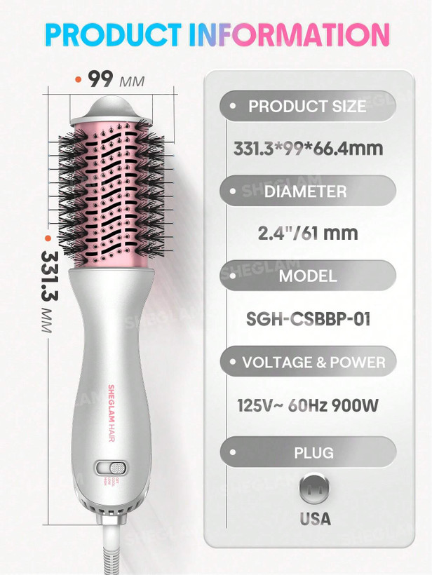 سشوار برس دار حرفهای شیگلم مدل Cool Shield Blowout Brush Pro