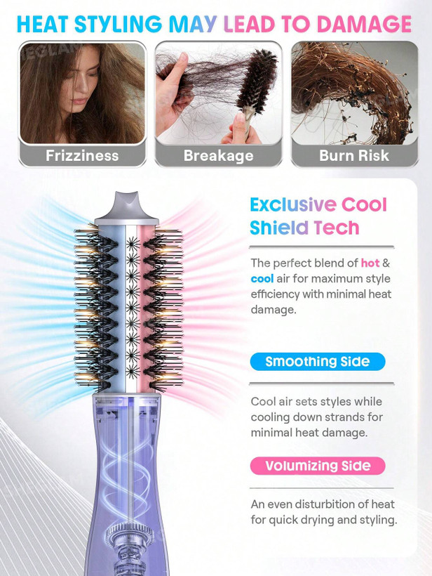 سشوار برس دار حرفهای شیگلم مدل Cool Shield Blowout Brush Pro