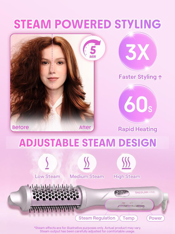 برس پیچ بخار نانو شیگلم مدل Hydra Shot Steam Blowout Brush سایز 38 میلی متر