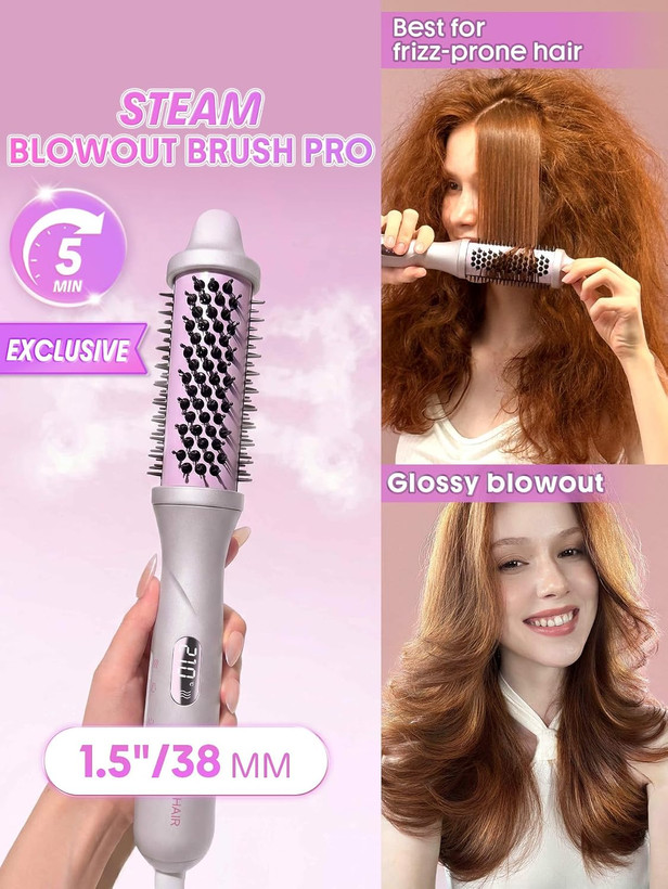 برس پیچ بخار نانو شیگلم مدل Hydra Shot Steam Blowout Brush سایز 38 میلی متر