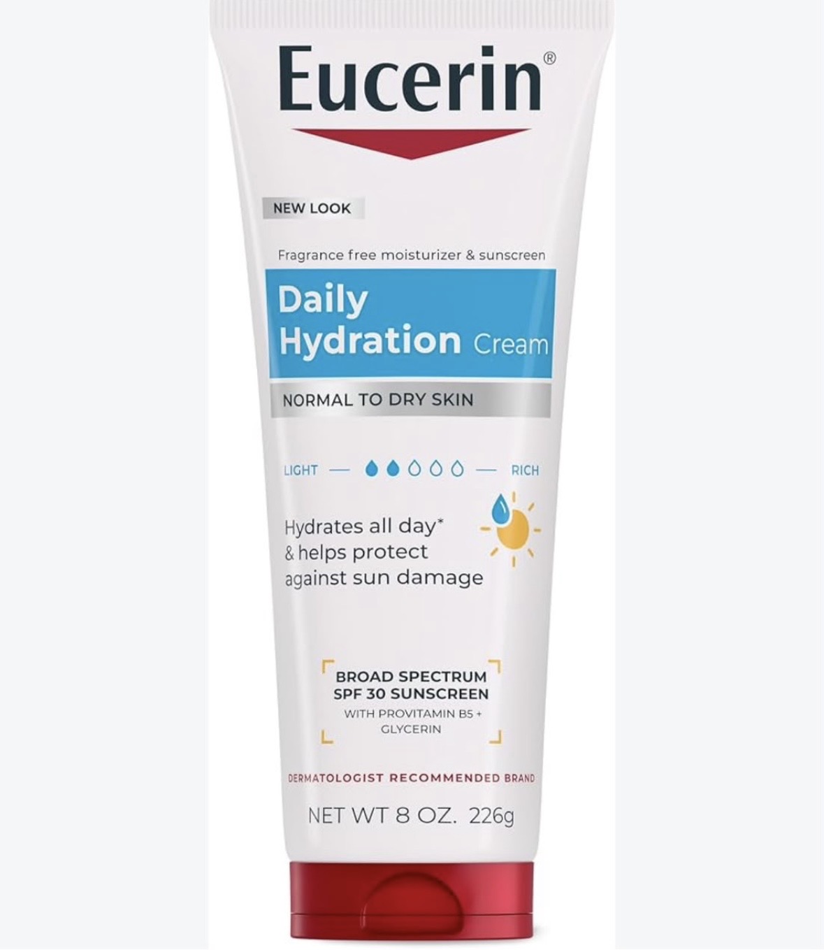کرم آبرسان و مرطوب‌کننده روزانه اوسرین SPF30 مدل Daily Hydration مناسب پوست نرمال تا خشک وزن ۲۲۶ گرم
