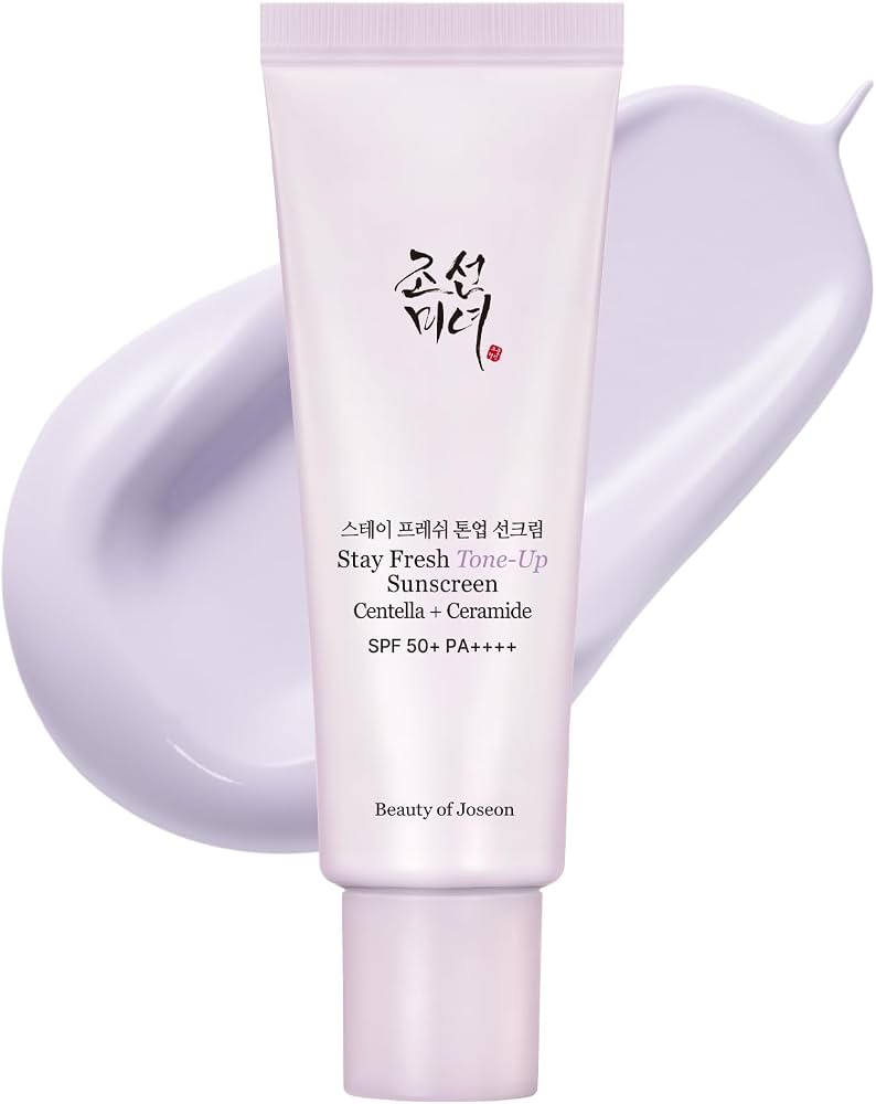 ضد آفتاب تون‌آپ اصلاح‌کننده تناژ زرد و کدری پوست بیوتی آف جوسان مدل Stay Fresh Purple حاوی سنتلا آسیاتیکا و سرامید